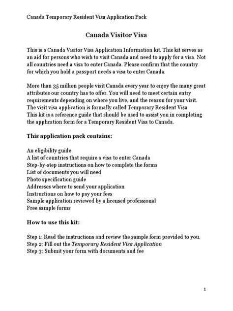Purpose of Travel for Canada Visitor Visa (Sample .